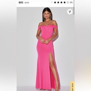 Lulus hot pink off the shoulder dress